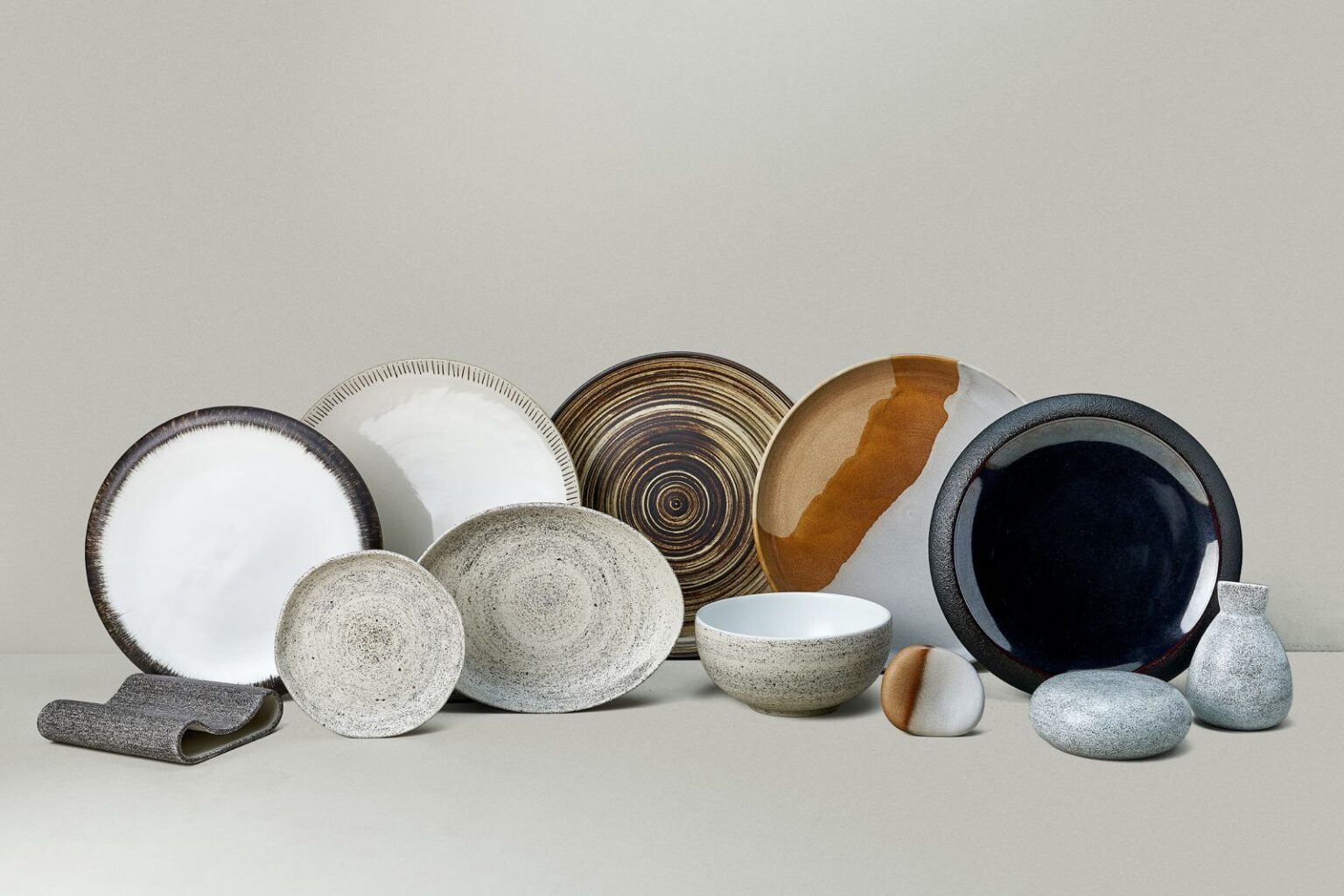 Bespoke ceramic tableware by Kevala Ceramics for Buahan, a Banyan Tree, inspired by natural textures and organic forms